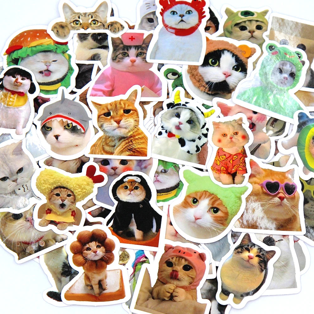Cute Cat Stickers Pack Funny Cartoon Animal Decals for Kids