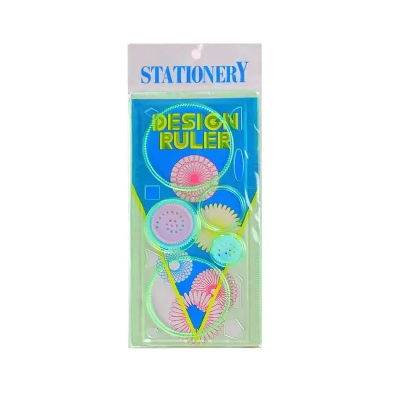 Kids Drawing Stencil Ruler Set with Multi-Color Pens and Spirograph