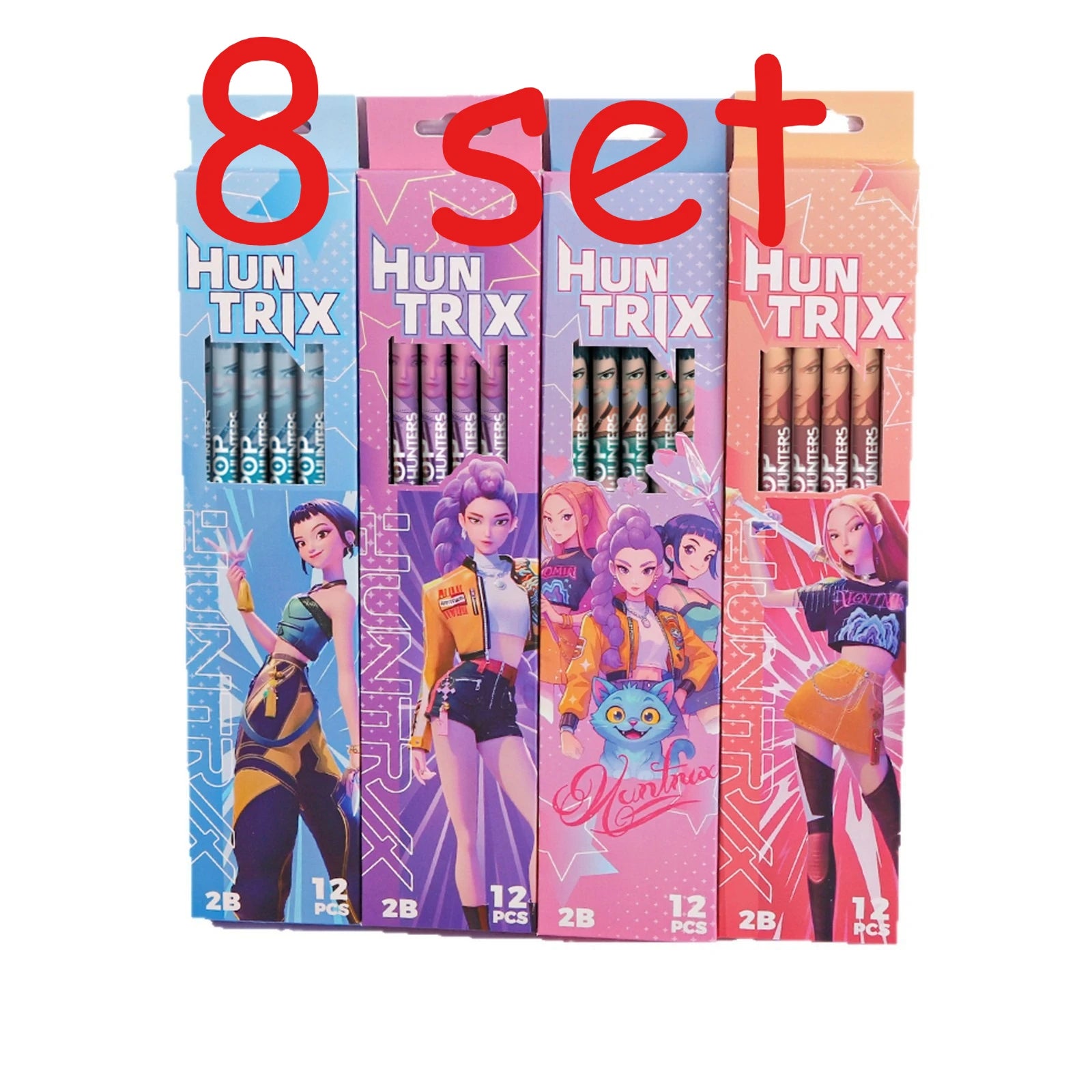 12pcs Cartoon Character 2B Pencils Set Kids School Stationery Gift