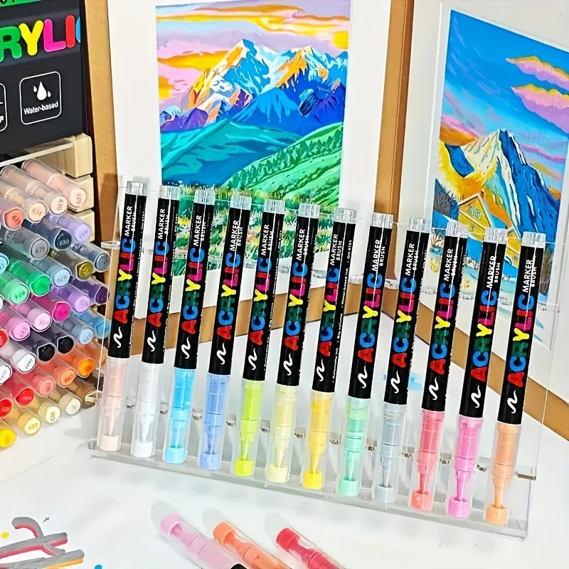 240 Colors Acrylic Paint Brush Markers Set for Rock Wood Canvas Glass