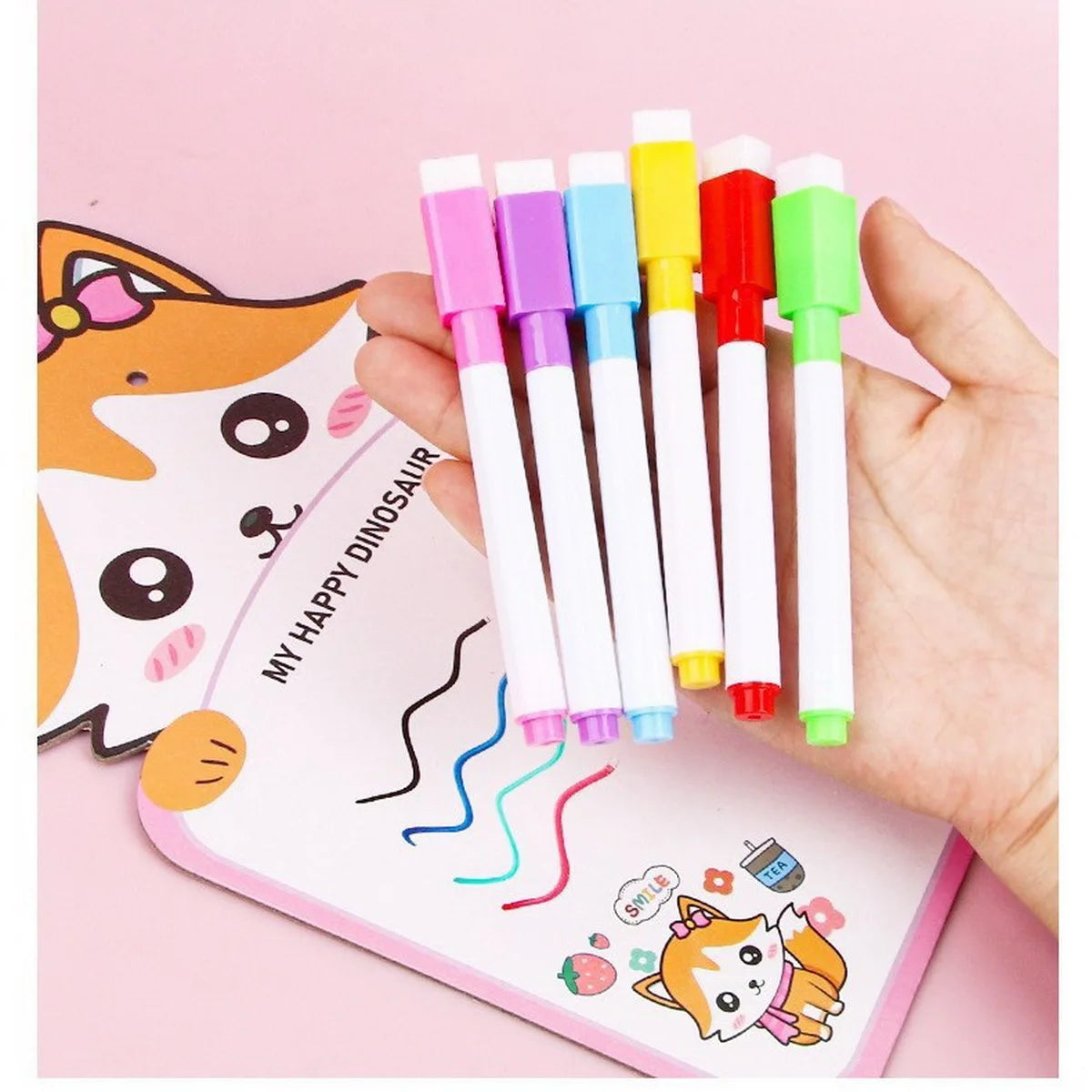 8pcs Colorful Dry Erase Markers with Erasers for Whiteboards Set