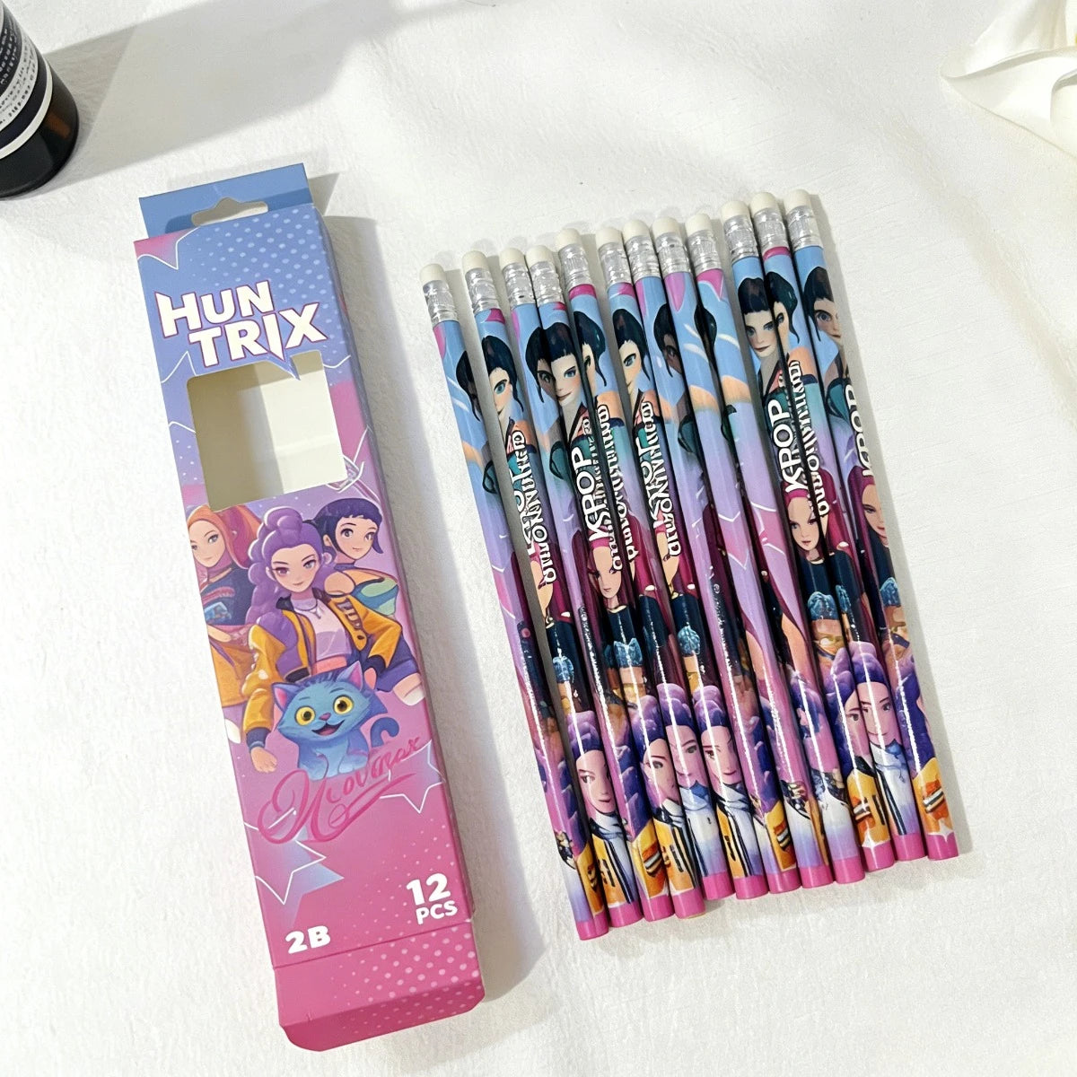 12pcs Cartoon Character 2B Pencils Set Kids School Stationery Gift