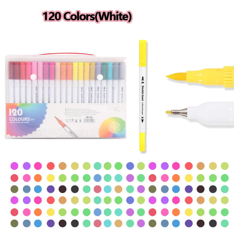 12-120 Colors Markers Set Dual Tip Brush Pen Fine Tip Painting Watercolor Art Marker Pens for Manga Art Drawing Supplies