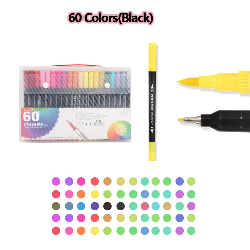 12-120 Colors Markers Set Dual Tip Brush Pen Fine Tip Painting Watercolor Art Marker Pens for Manga Art Drawing Supplies
