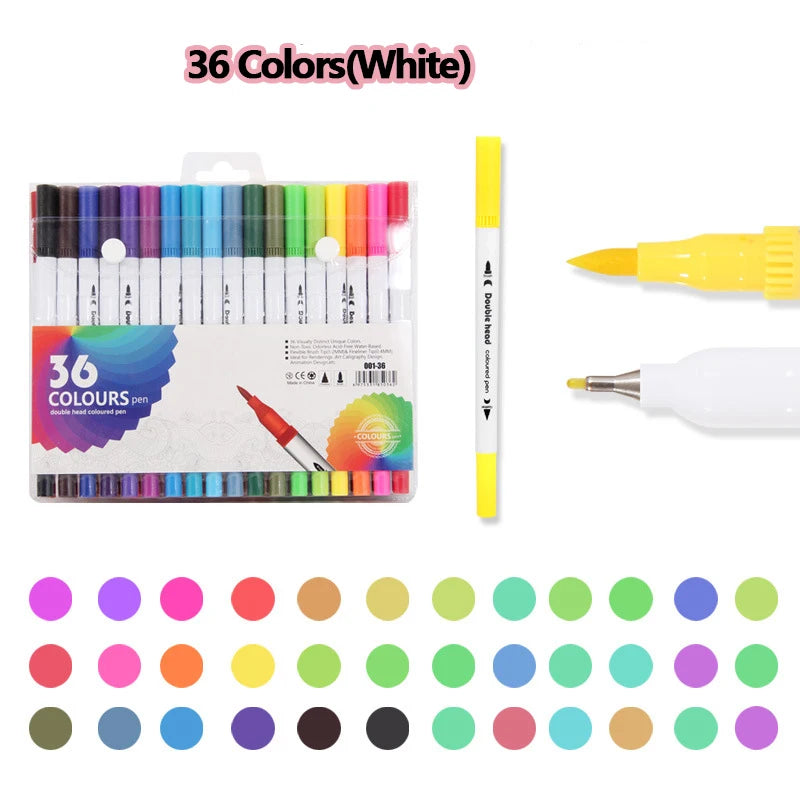 12-120 Colors Markers Set Dual Tip Brush Pen Fine Tip Painting Watercolor Art Marker Pens for Manga Art Drawing Supplies