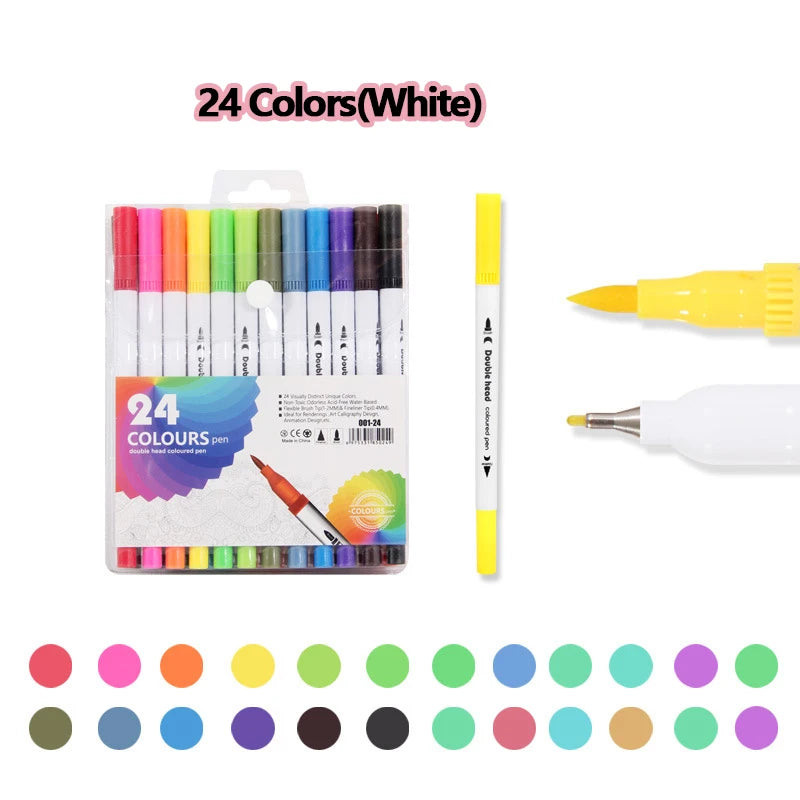12-120 Colors Markers Set Dual Tip Brush Pen Fine Tip Painting Watercolor Art Marker Pens for Manga Art Drawing Supplies