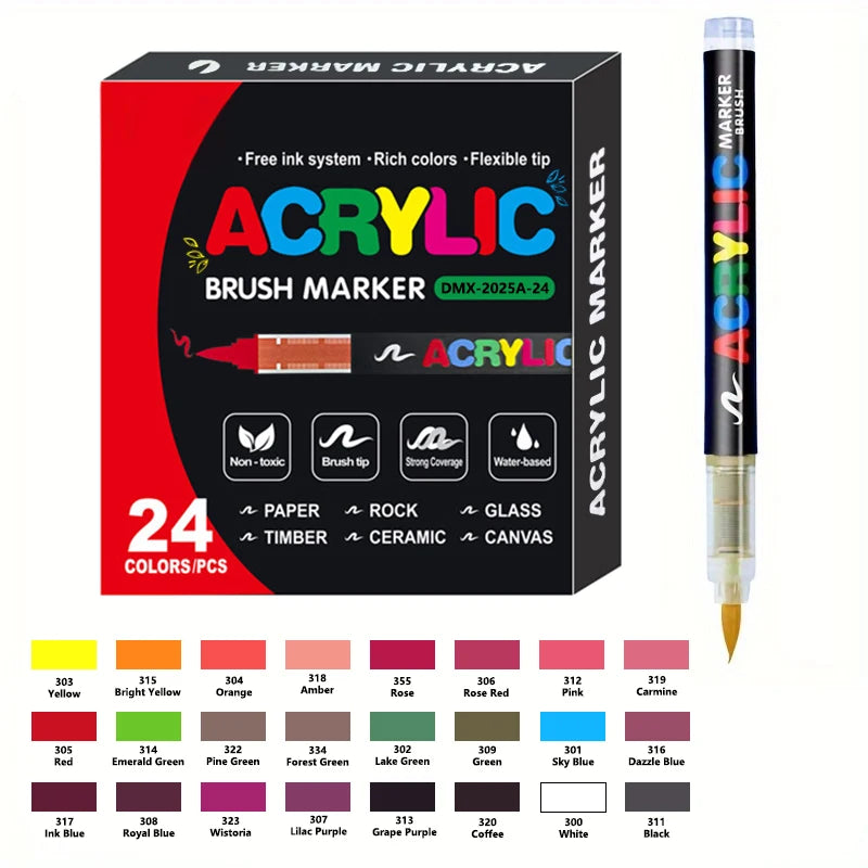 240 Colors Acrylic Paint Brush Markers Set for Rock Wood Canvas Glass