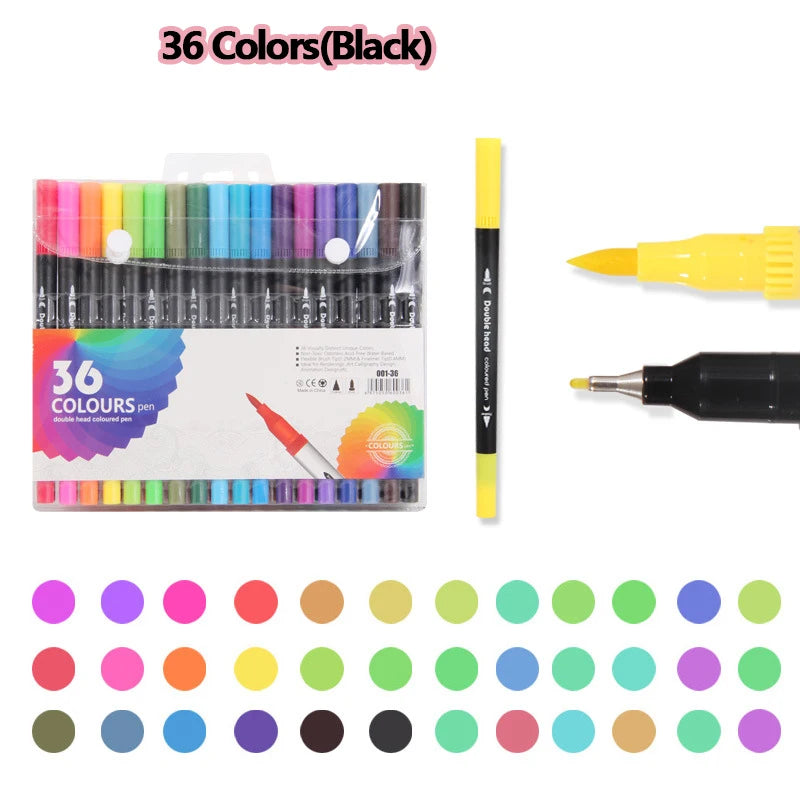 12-120 Colors Markers Set Dual Tip Brush Pen Fine Tip Painting Watercolor Art Marker Pens for Manga Art Drawing Supplies