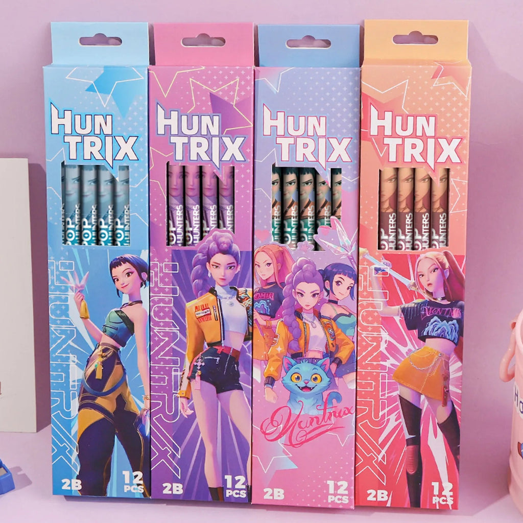 12pcs Cartoon Character 2B Pencils Set Kids School Stationery Gift