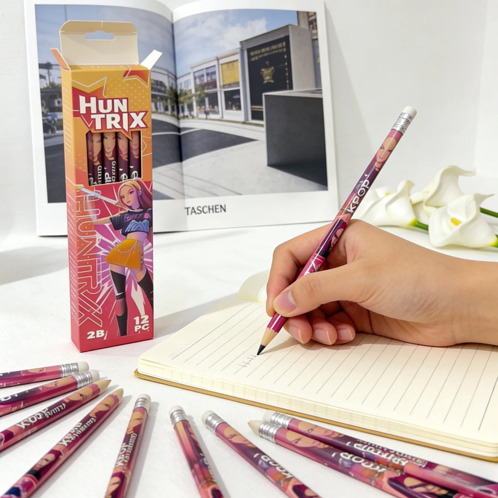 12pcs Cartoon Character 2B Pencils Set Kids School Stationery Gift