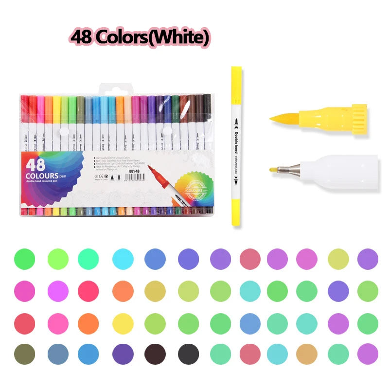 12-120 Colors Markers Set Dual Tip Brush Pen Fine Tip Painting Watercolor Art Marker Pens for Manga Art Drawing Supplies