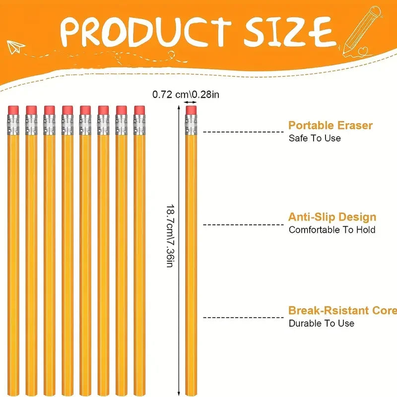 HB #2 Wooden Pencils with Erasers for Kids School Writing