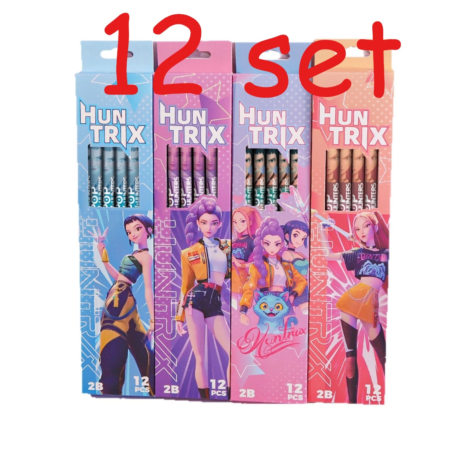 12pcs Cartoon Character 2B Pencils Set Kids School Stationery Gift