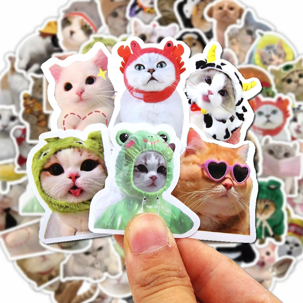 Cute Cat Stickers Pack Funny Cartoon Animal Decals for Kids