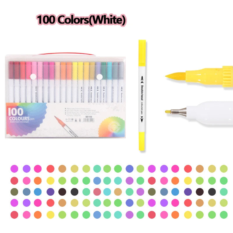 12-120 Colors Markers Set Dual Tip Brush Pen Fine Tip Painting Watercolor Art Marker Pens for Manga Art Drawing Supplies