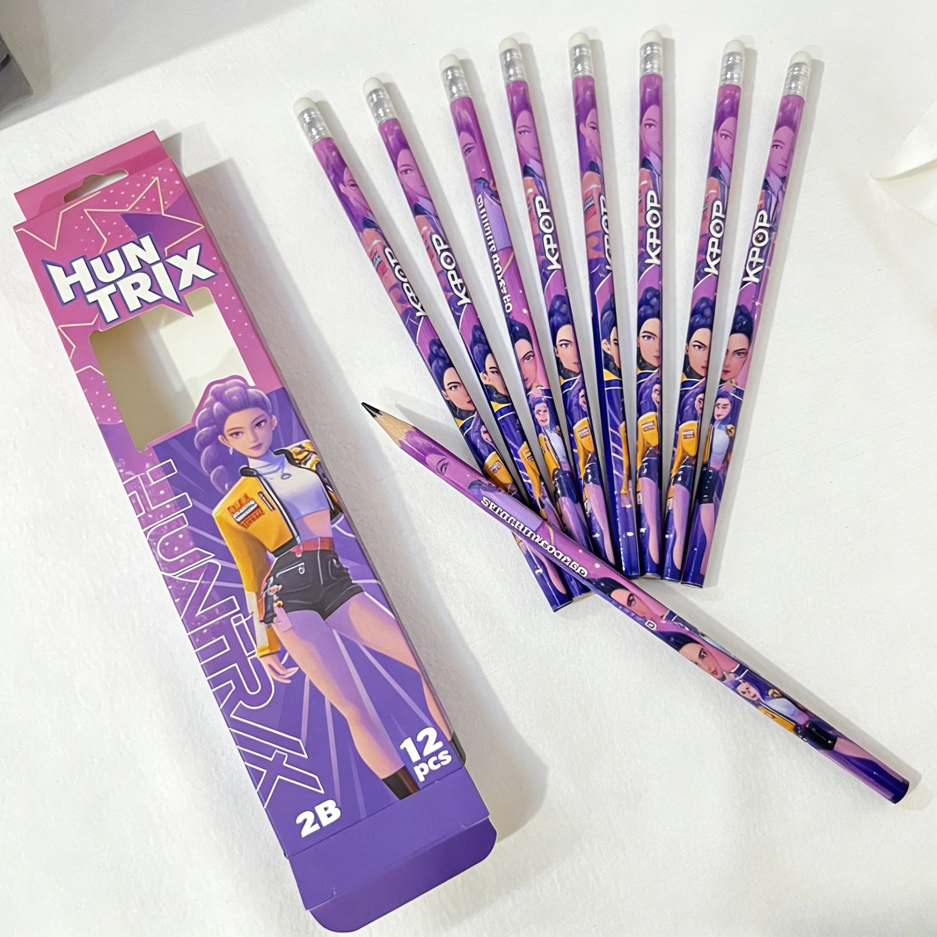 12pcs Cartoon Character 2B Pencils Set Kids School Stationery Gift
