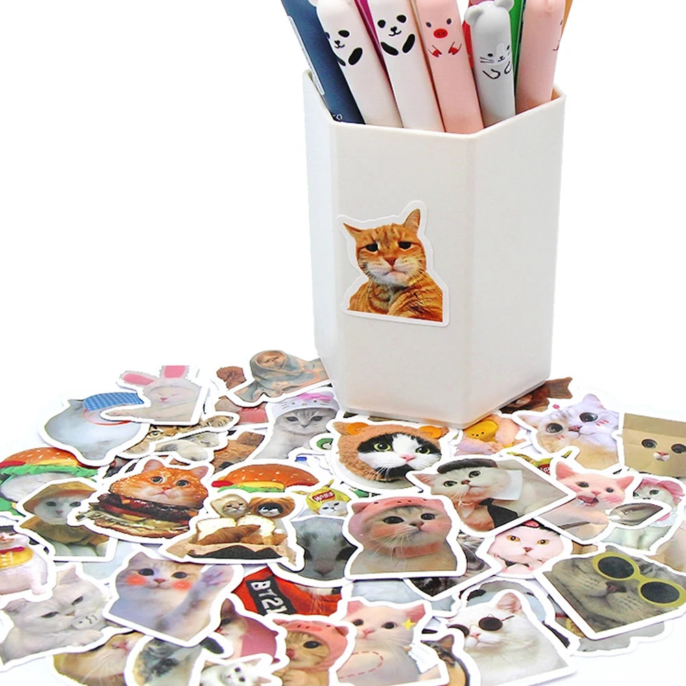 Cute Cat Stickers Pack Funny Cartoon Animal Decals for Kids
