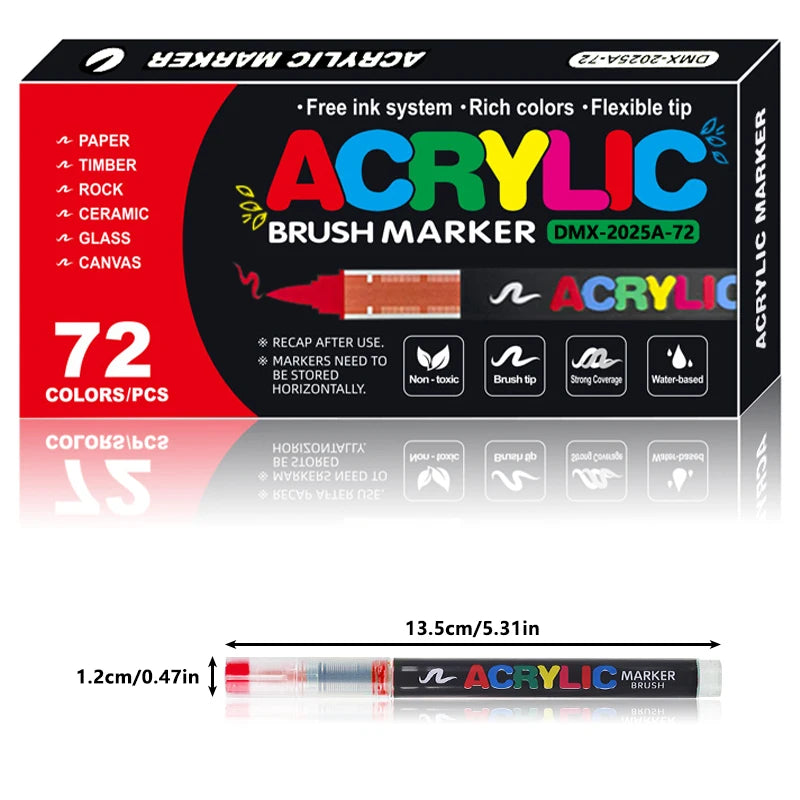 240 Colors Acrylic Paint Brush Markers Set for Rock Wood Canvas Glass
