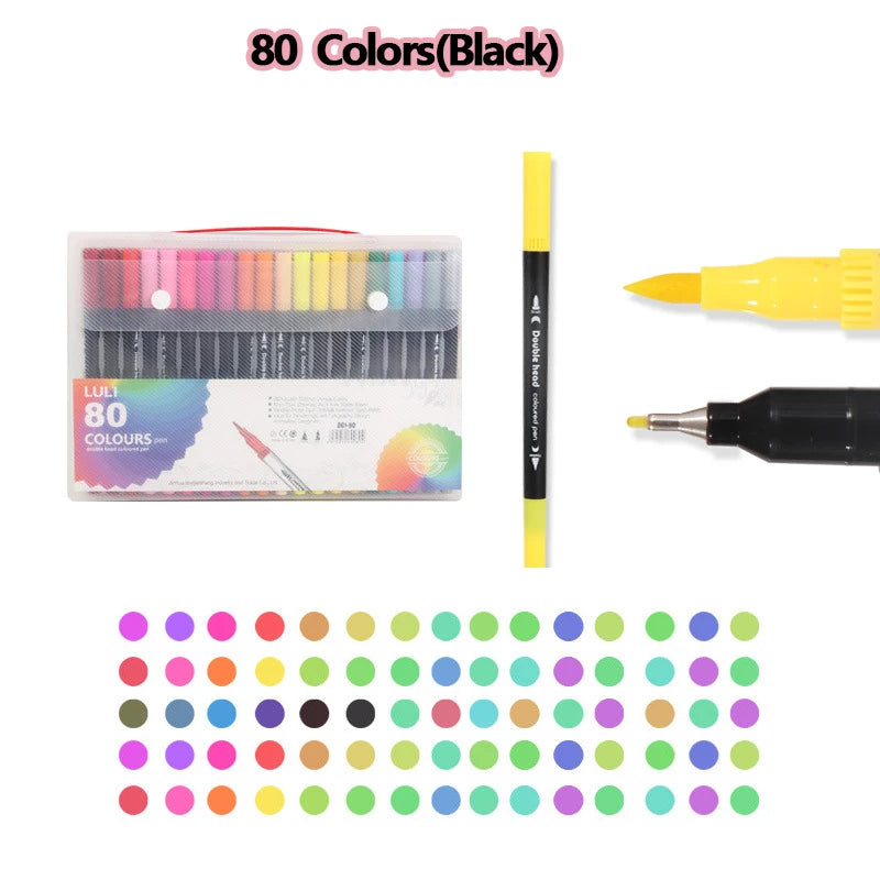 12-120 Colors Markers Set Dual Tip Brush Pen Fine Tip Painting Watercolor Art Marker Pens for Manga Art Drawing Supplies