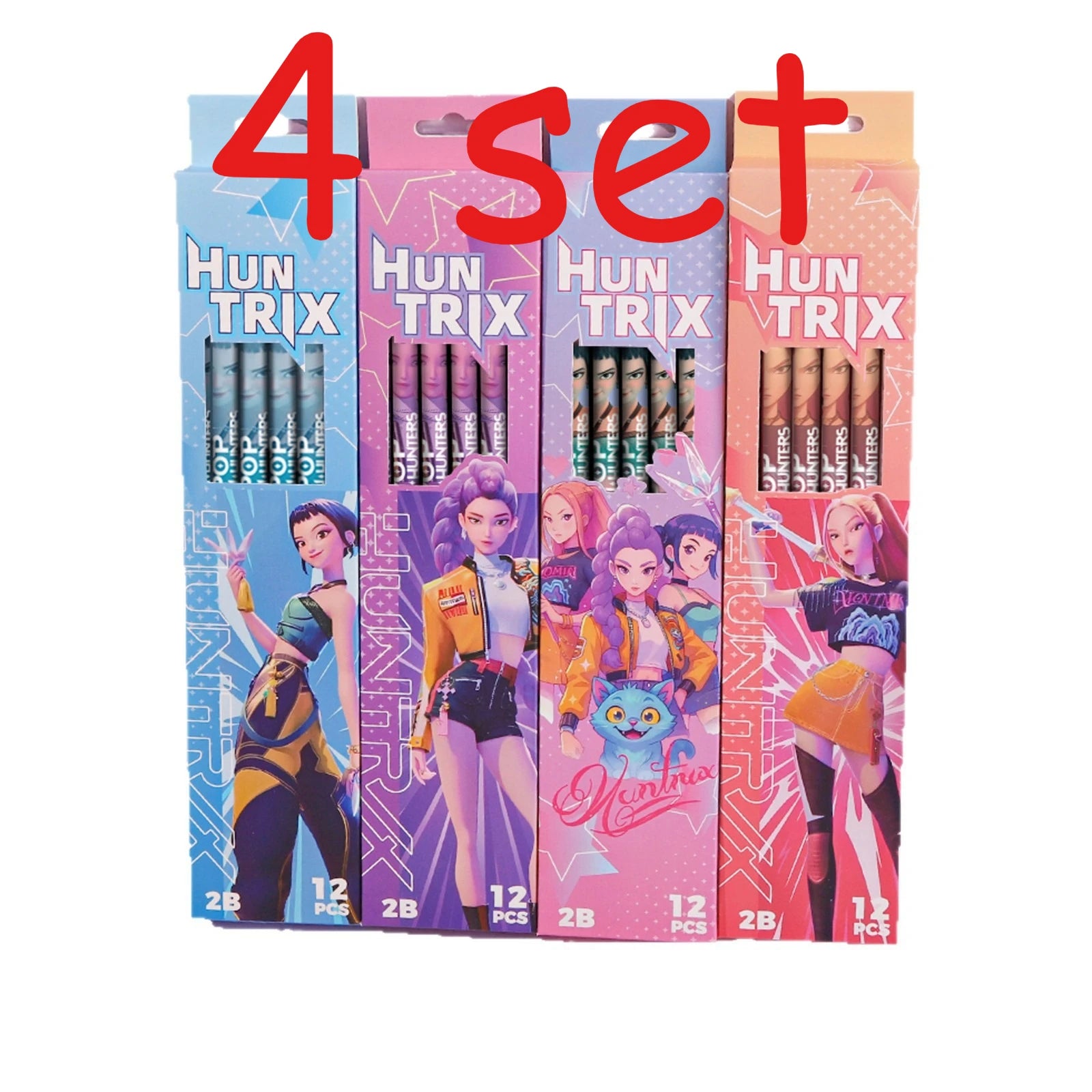 12pcs Cartoon Character 2B Pencils Set Kids School Stationery Gift