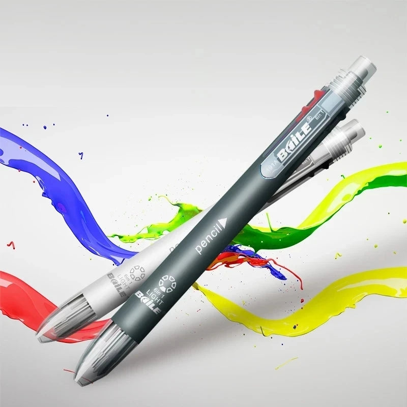 6 in 1 Multicolor Ballpoint Pen and Mechanical Pencil Set for School