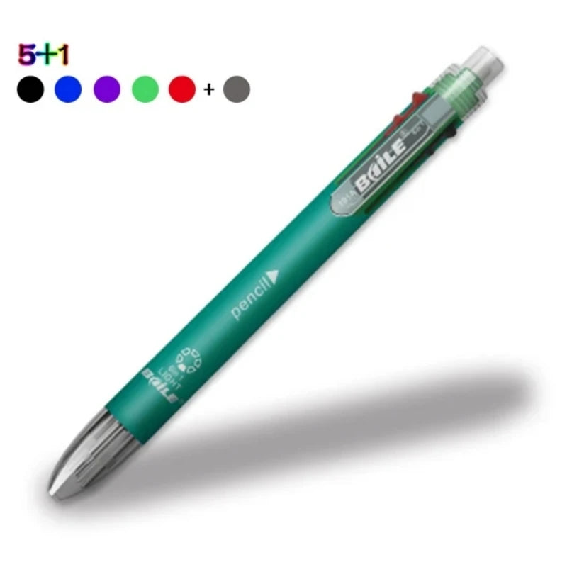 6 in 1 Multicolor Ballpoint Pen and Mechanical Pencil Set for School