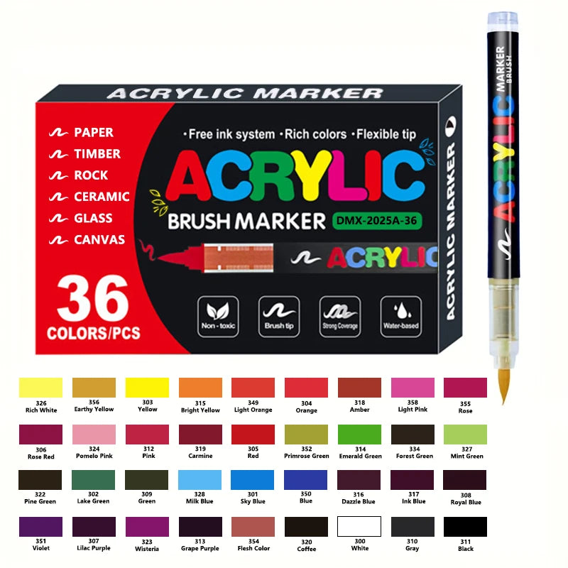 240 Colors Acrylic Paint Brush Markers Set for Rock Wood Canvas Glass
