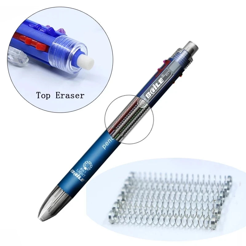 6 in 1 Multicolor Ballpoint Pen and Mechanical Pencil Set for School